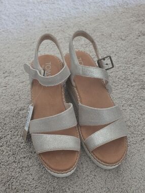 Toms Silver Sparkle Strappy Slingback Sandals